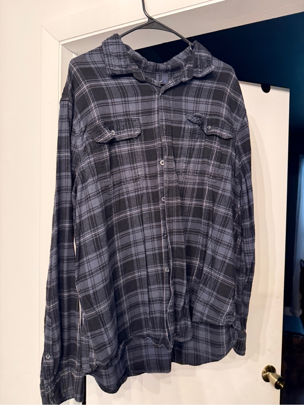 Men's Gray Plaid Button-Up Shirt Jacket